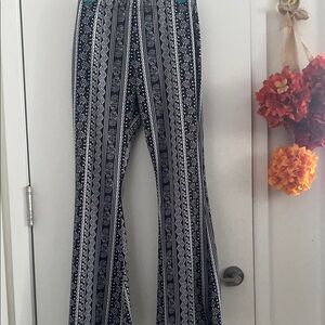 Black and White Patterned Flare Pants